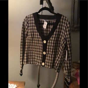 Sweater - black/tan, large - Dex - Neiman Marcus, long sleeve